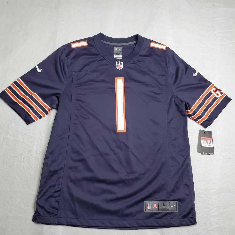 Nike Men's  On Field Football Jersey Navy Chicago Bears Justin Fields 1 Sz Large